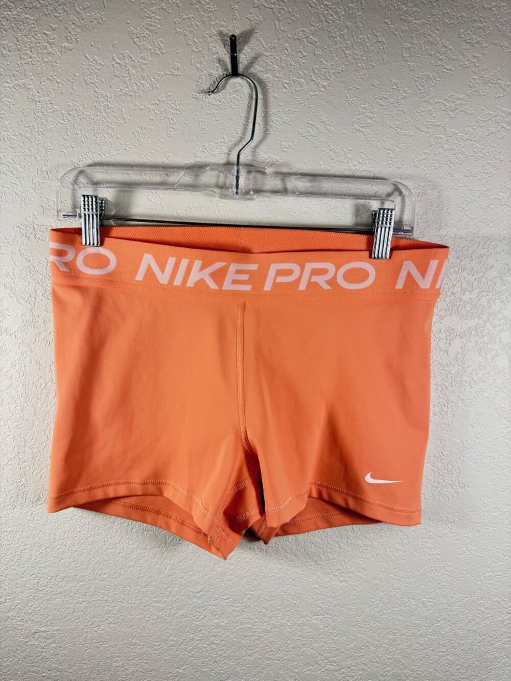 Nike Pro 3 Inch Shorts Womens L Apricot Orange Dri-FIT Compression CZ9857-844